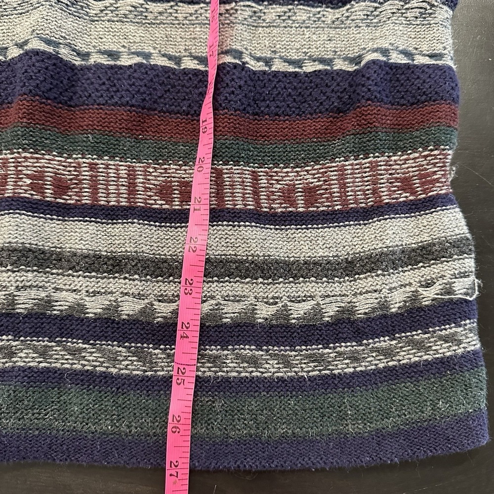 VTG Women's Soatanza Grandpa Core Sweater Chunky Knit 90's Stripe Blue Gray Lg - Picture 8 of 10